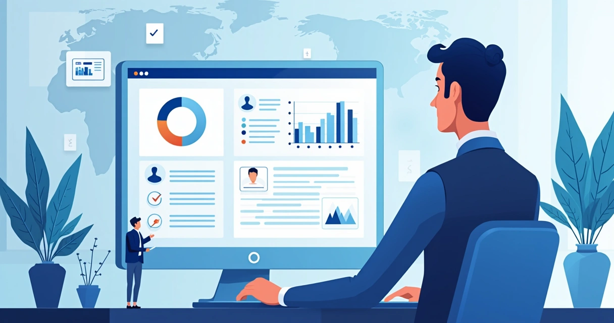 Automated HR dashboard with error notifications and AI suggestion bubbles 