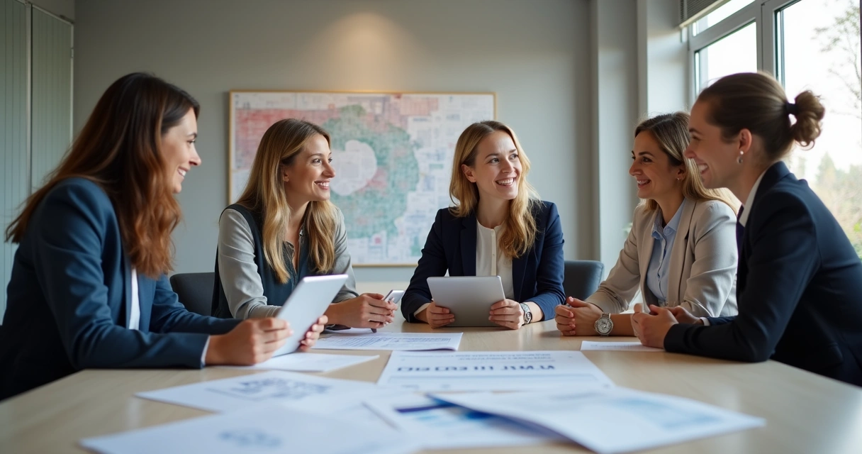 HR professionals having a discussion in a modern office, focusing on psychology in the workplace 