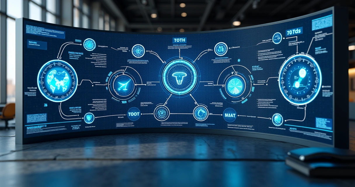 Painel digital mostrando integração entre diferentes inteligências artificiais no sistema jurídico 