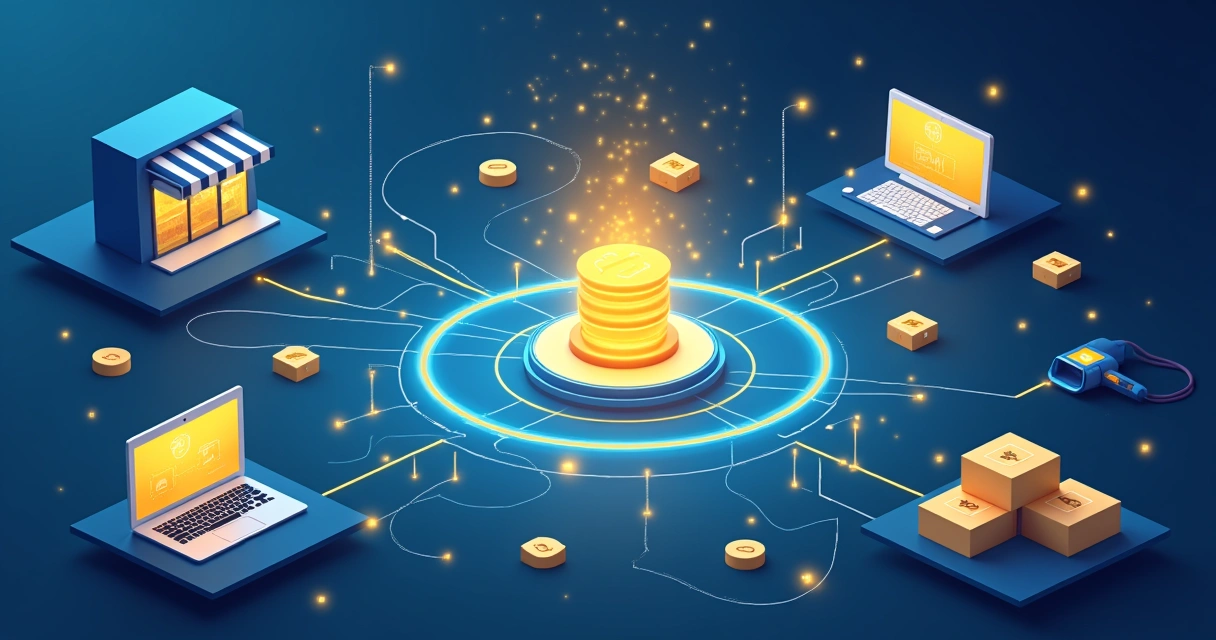 Hub de integração conectando estoque físico, e-commerce e marketplaces 