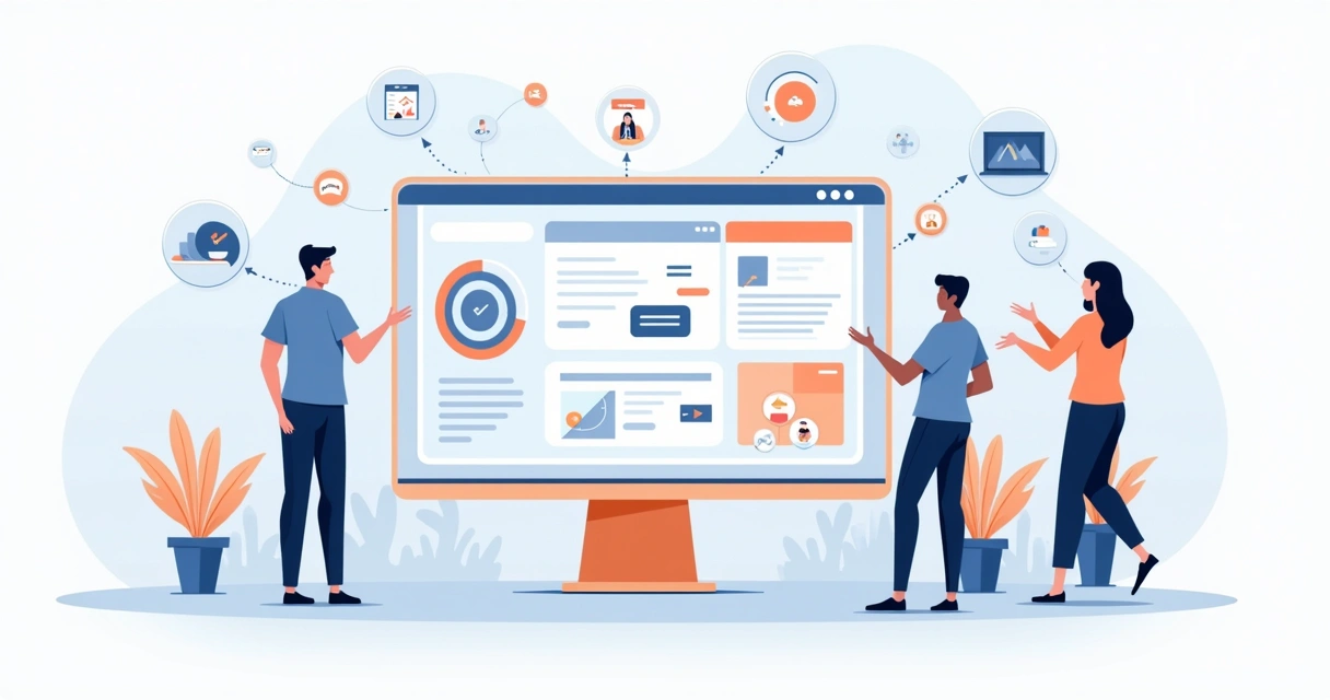 Painel ilustrando ferramentas inteligentes da HubSpot conectando setores de marketing e vendas 