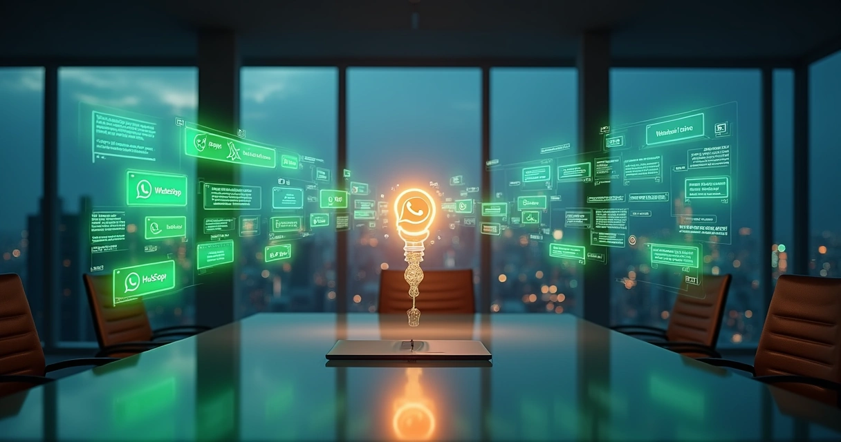 Integração entre WhatsApp e HubSpot exibida em holograma de funil de vendas 