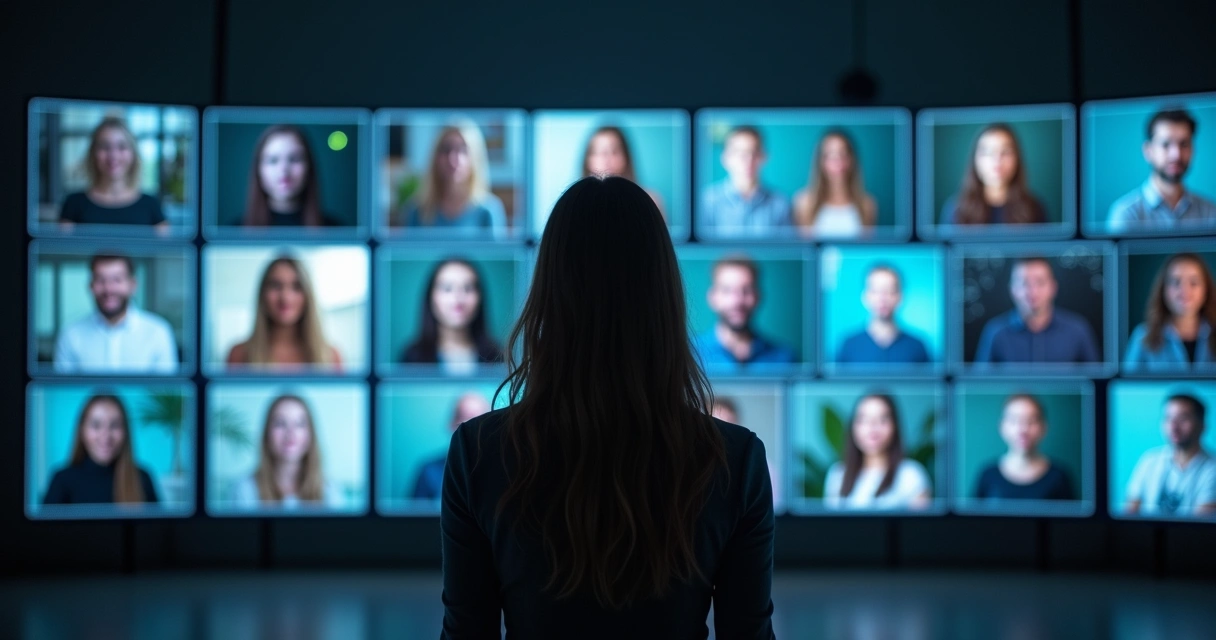 Persona observando su reflejo digital multiplataforma