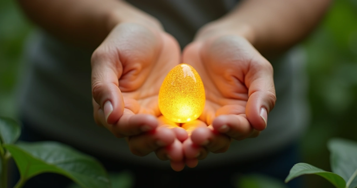 Hands holding symbol of human potential and growth 