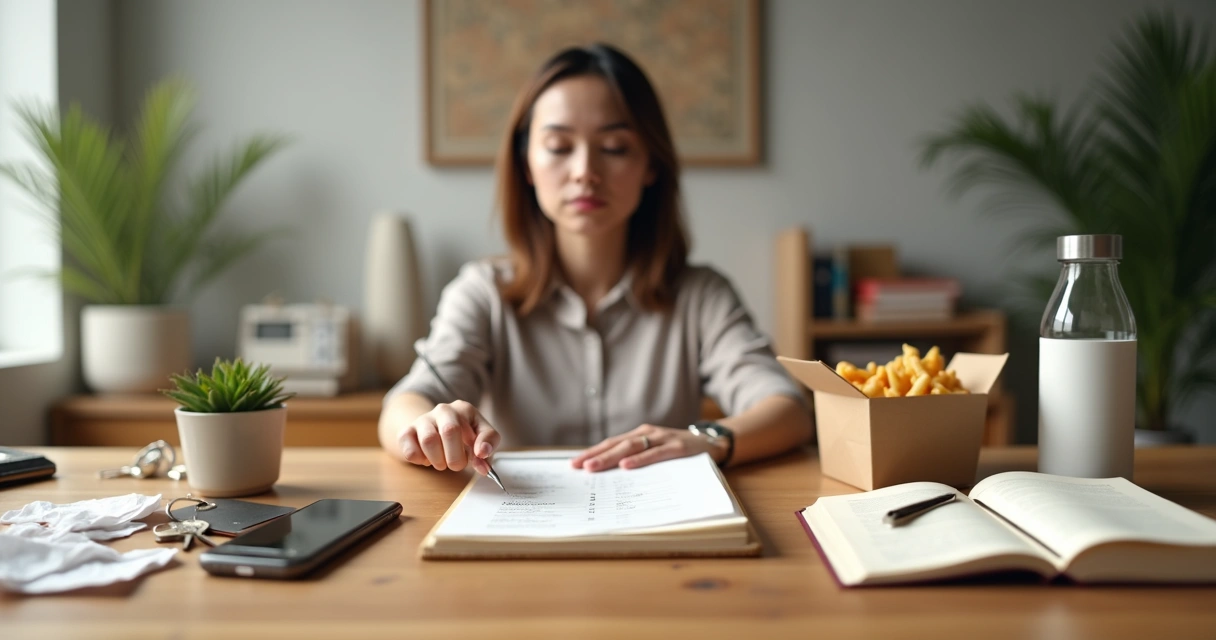 Person choosing between everyday objects symbolizing different human values 