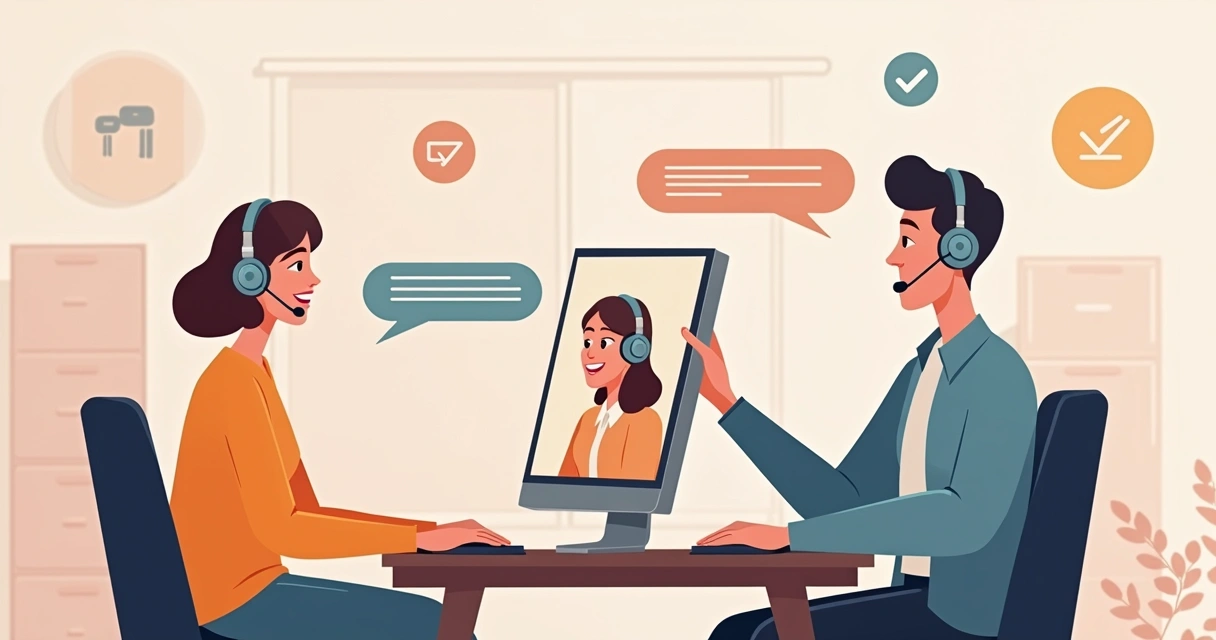 Atendente humano e chatbot conversando com cliente juntos 