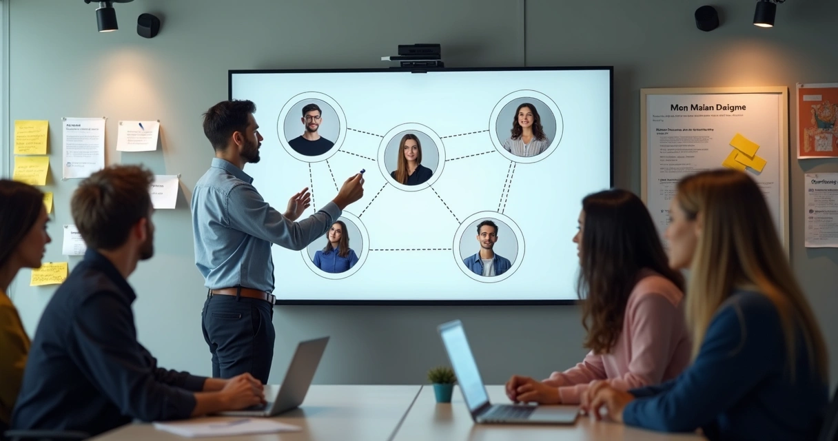 Leader facilitating connection among hybrid team members