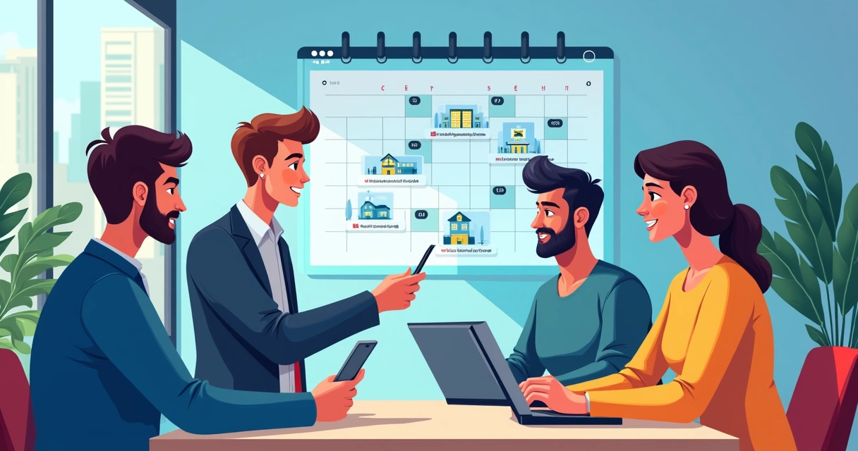 Conceito visual de inteligência artificial agendando reuniões para uma equipe de vendas