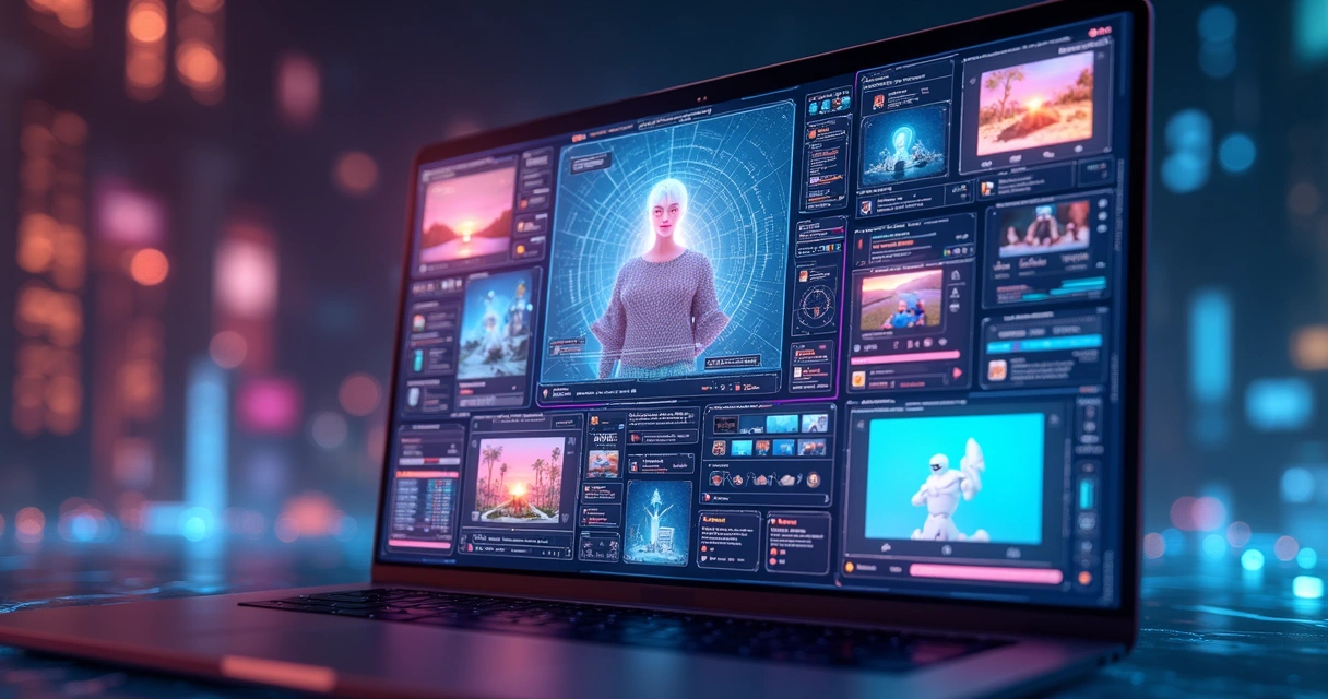 Interface de IA sugerindo conteúdos diversos no Instagram 