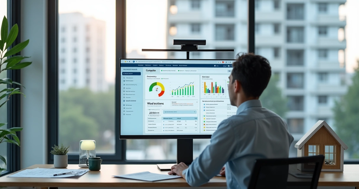 Corretor usando painel de IA para análise de crédito de inquilino em locação residencial 