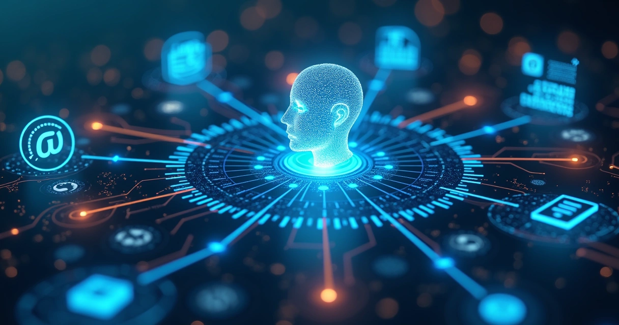 IA conectando sistemas digitais empresariais 