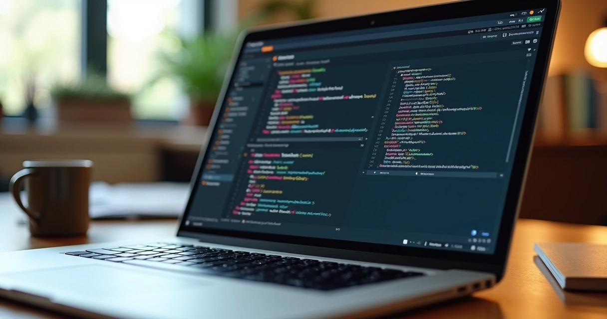 Assistente de IA sugerindo código em tela de computador 