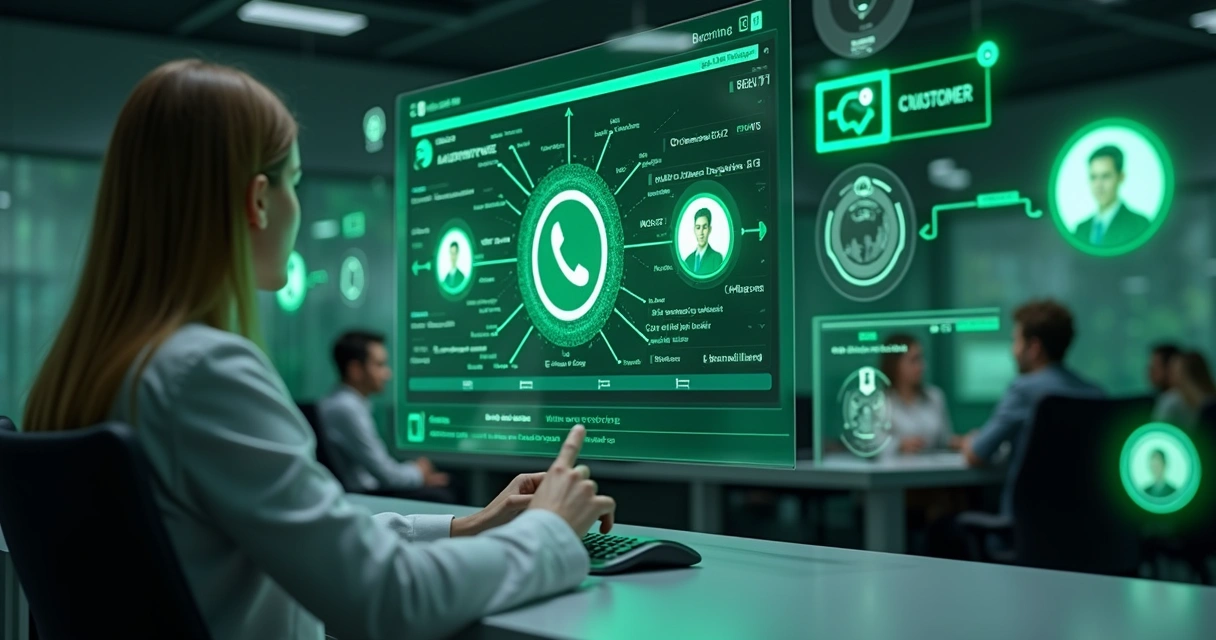 Interface inteligente de IA respondendo em uma janela do WhatsApp 