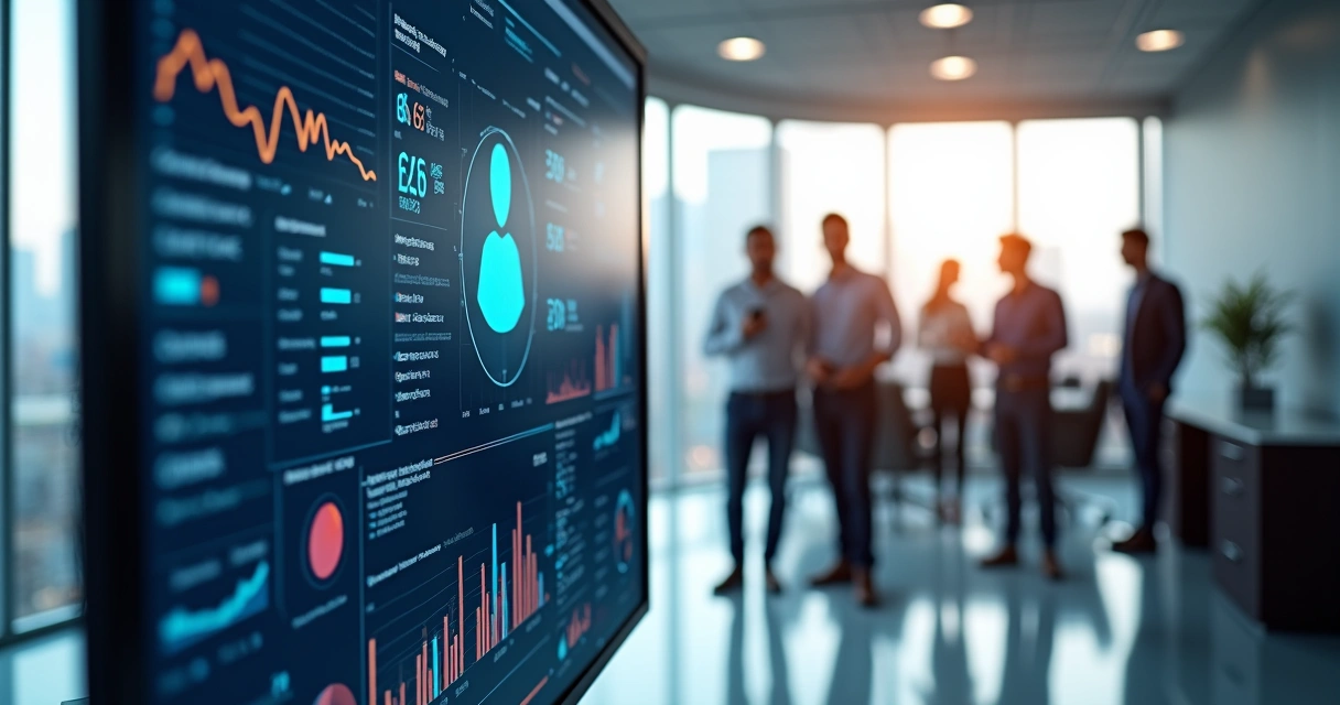 Painel de business intelligence com assistente digital integrando informações