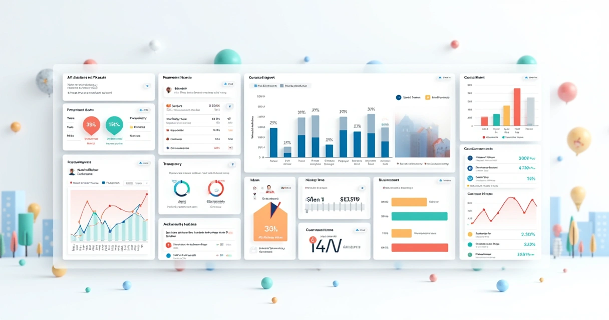 Dashboard de automação de atendimento mostrando análise de dados de conversas em imobiliária 