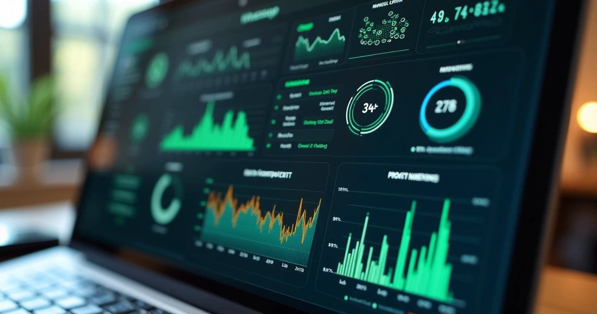 Dashboard digital mostrando métricas e gráficos com análise automática de grupos de WhatsApp 