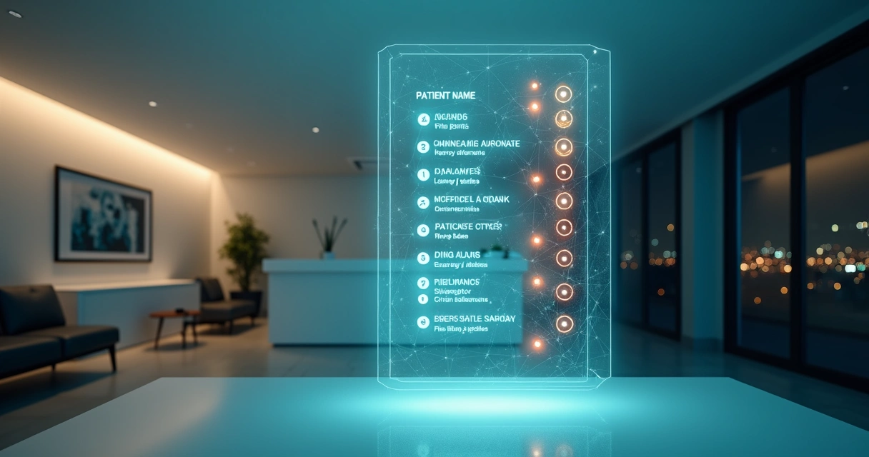 Representação de IA destacando pacientes inativos em lista de clínica odontológica 