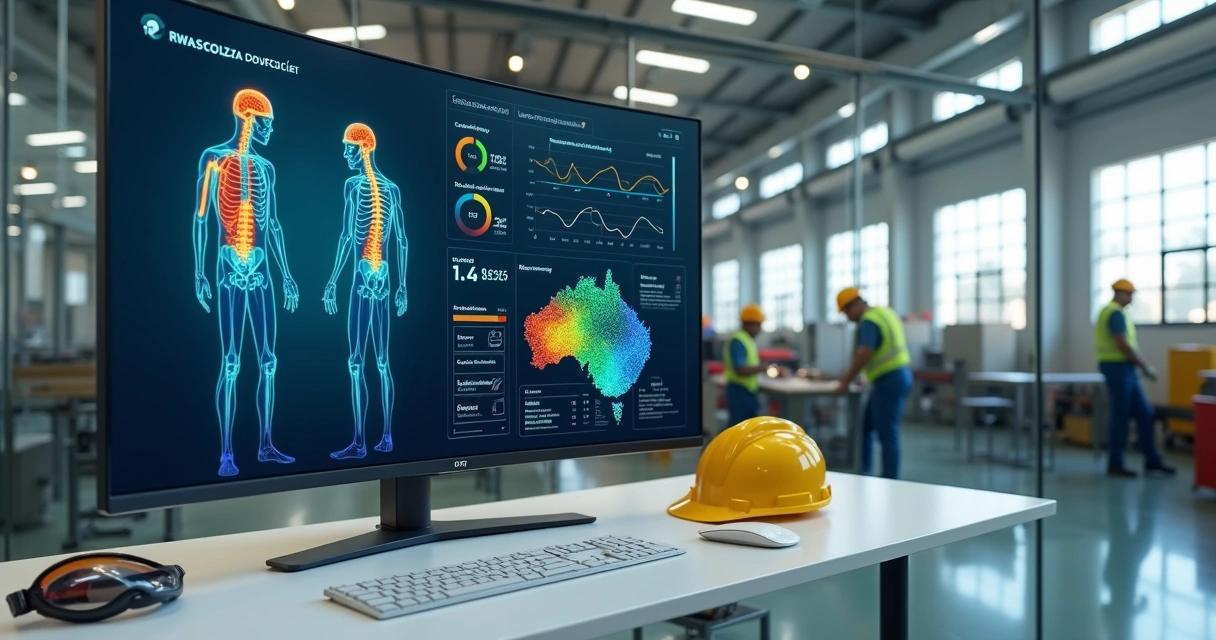 Algoritmo de IA analisando exames de trabalhadores em ambiente industrial 