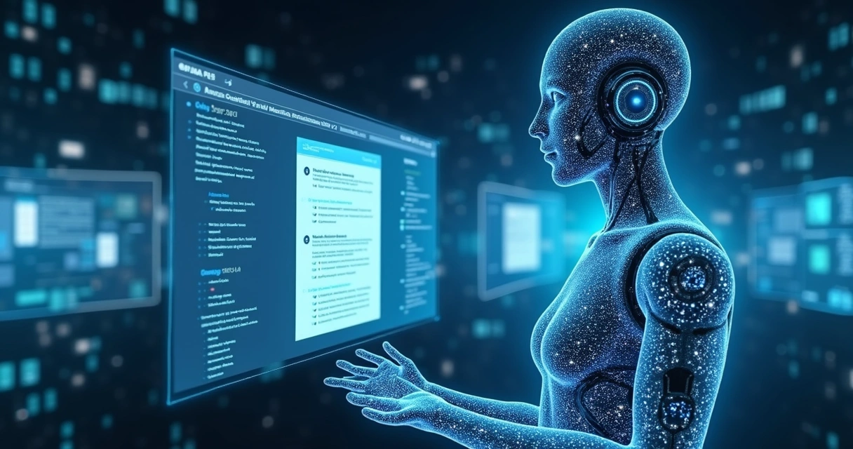 IA com telas de navegação selecionando fontes confiáveis na web 