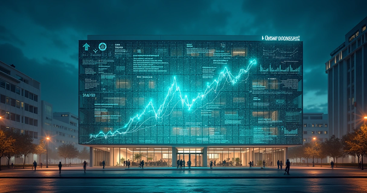 Painel urbano em formato de hospital exibindo dados médicos e financeiros com IA 