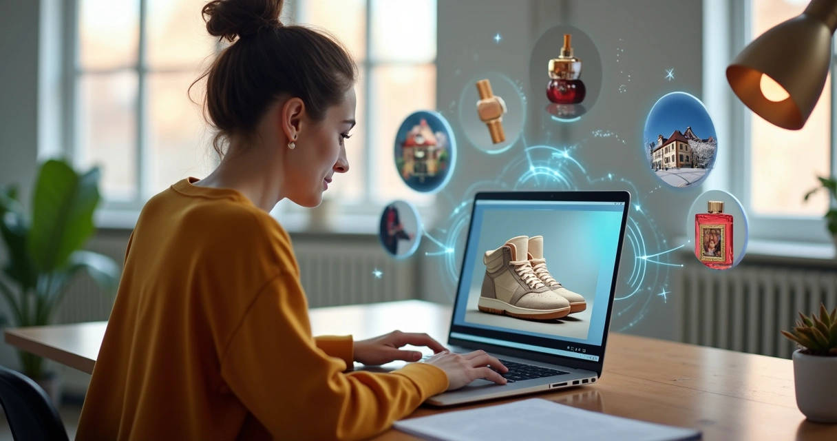 Lojista usando inteligência artificial para criar fotos profissionais de produtos 