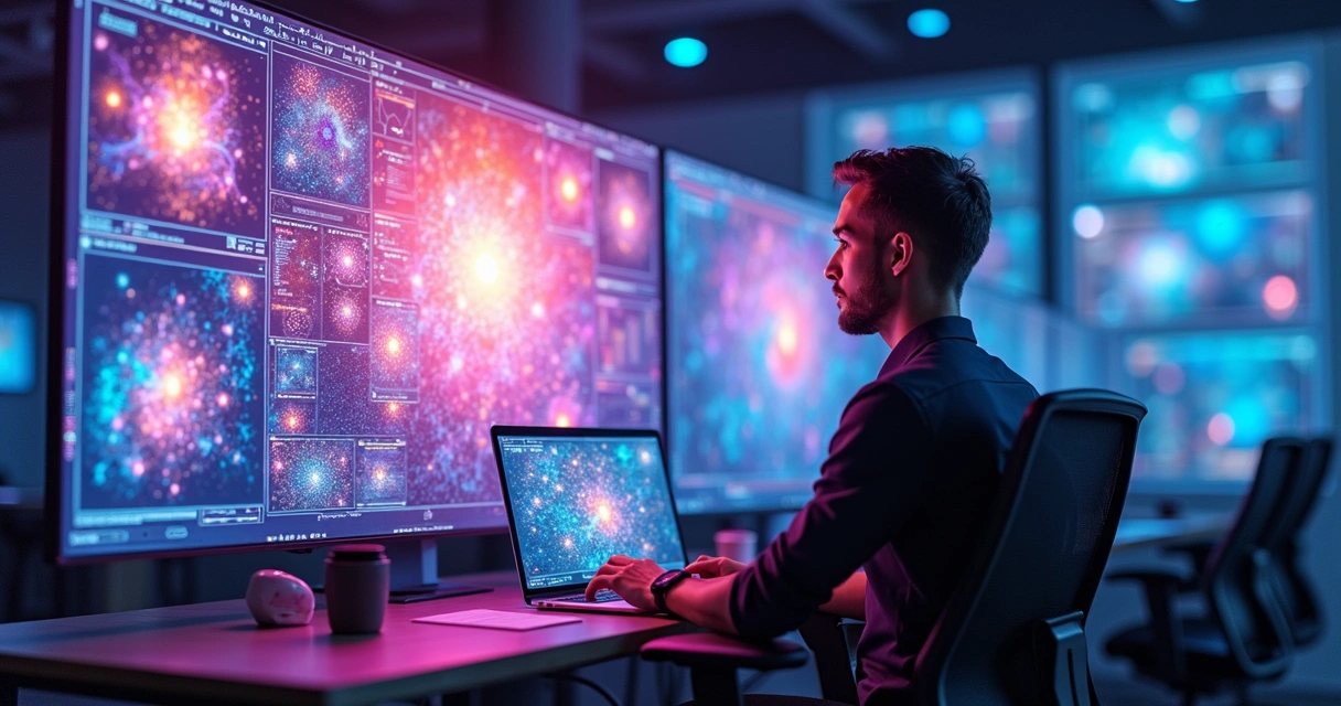 IA generativa criando imagens digitais futuristas