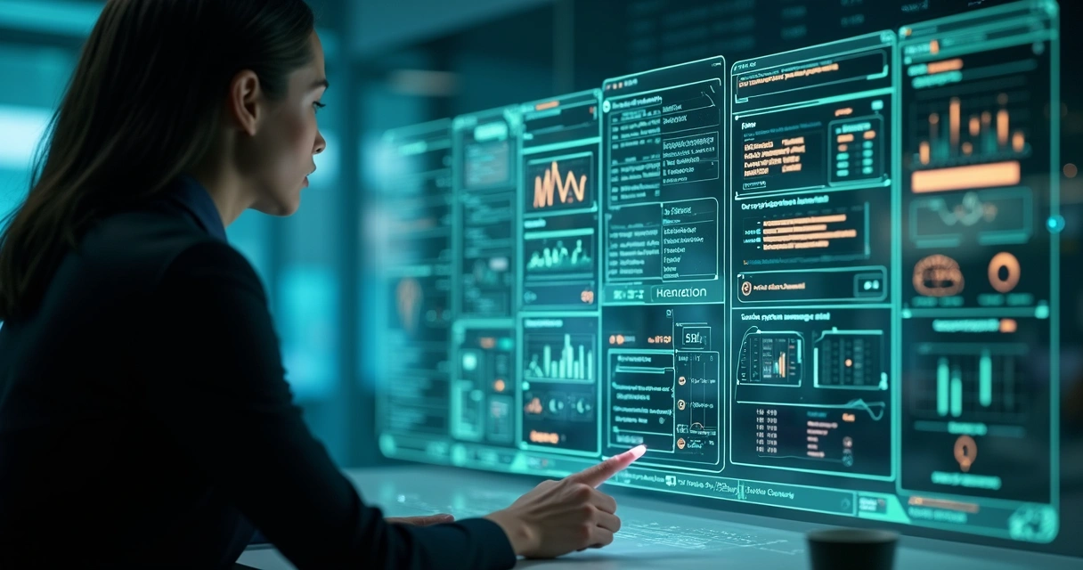 Interface gráfica com IA auditando e validando dados corporativos