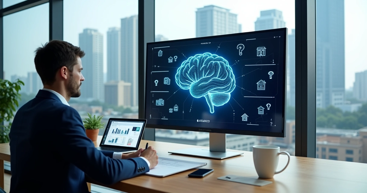 Corretor analisando em tela perguntas para testar o raciocínio da IA imobiliária 