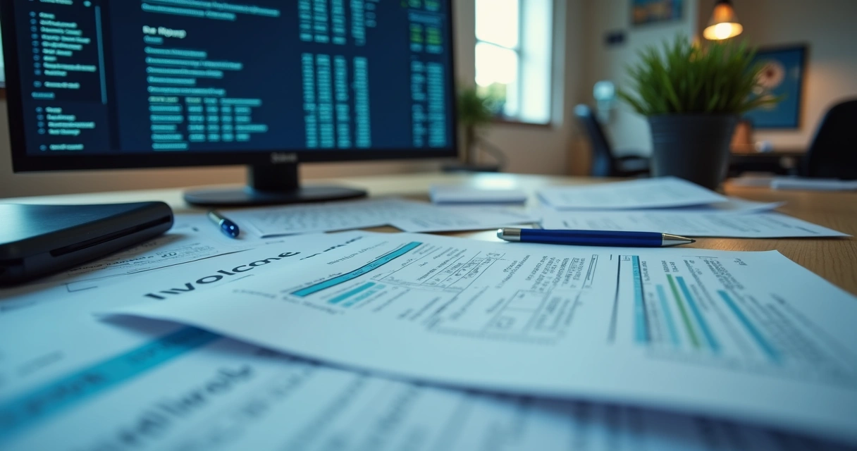 Sistema de IA lendo documentos contábeis digitalizados 