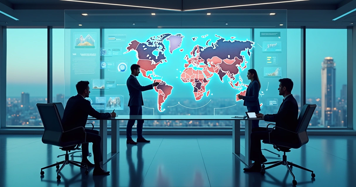 Recrutadores analisando em painel digital talentos escassos com apoio de inteligência artificial 