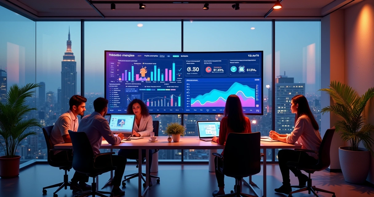 Painel com profissionais usando IA em marketing digital B2C e B2B 