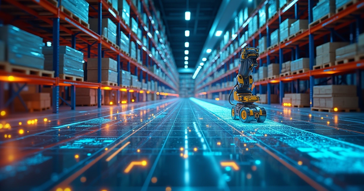 IA simulando operações em ambiente 3D e logística 