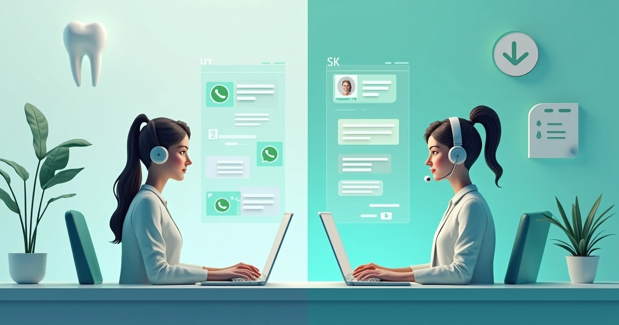 Painel mostrando IA e atendente interagindo com paciente via WhatsApp 