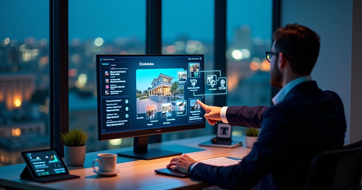 Agente imobiliário vê recomendações alternativas de imóveis em painel com IA 