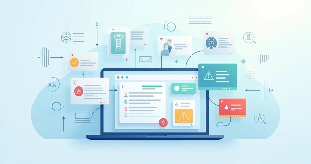 Painel digital médico com IA destacando risco de glosa em exames por cores diferentes 