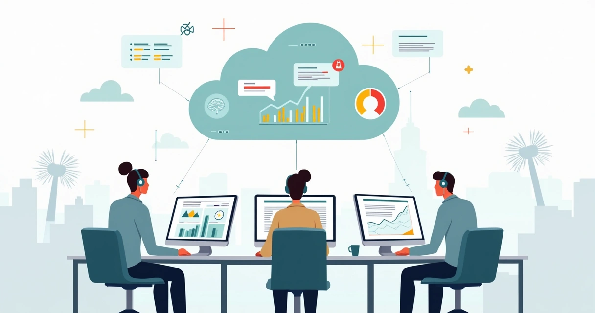 Painel de call center exibindo análises inteligentes de chamadas empresariais 