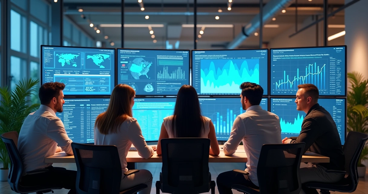 Gráfico de dados em tela de computador com relatórios de IA 