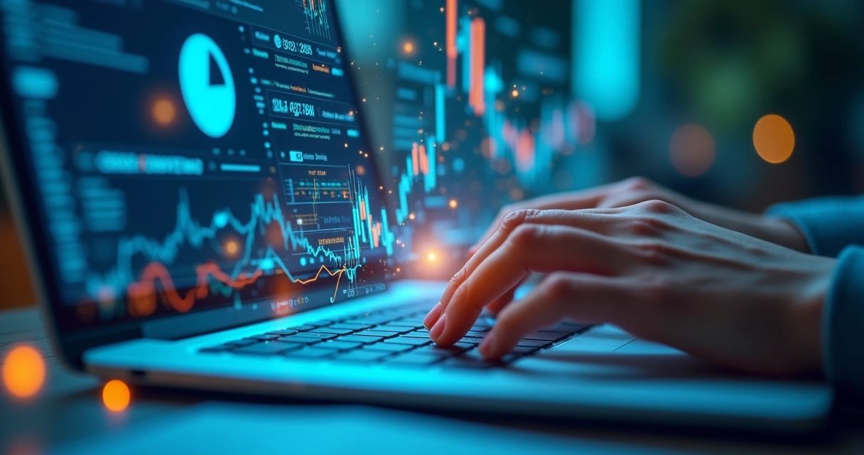 Gráfico digital e elementos de inteligência artificial em ação nos negócios 
