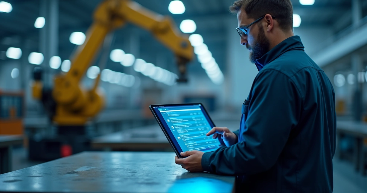 Tela digital mostra IA sugerindo treinamento de NR para operador industrial 