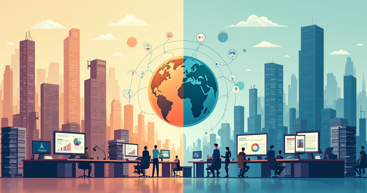 Ilustração comparando bolha da internet com revolução da inteligência artificial nas empresas 