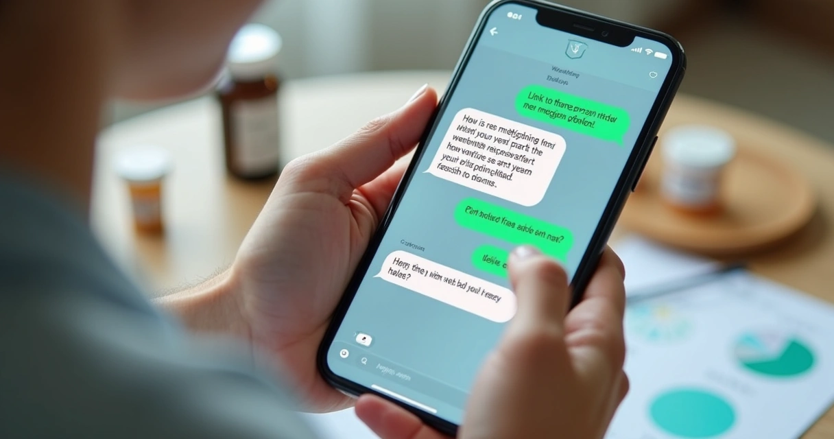 Assistente virtual no WhatsApp auxiliando paciente em cuidados domiciliares