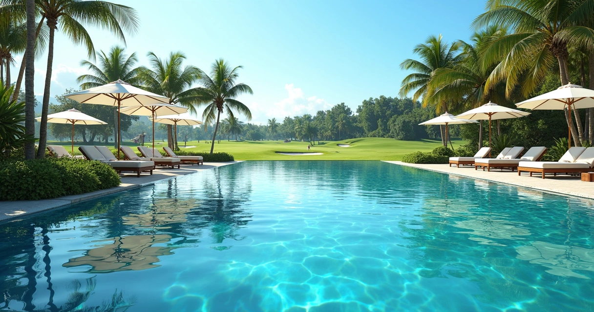 Piscina do resort próxima ao campo de golfe 