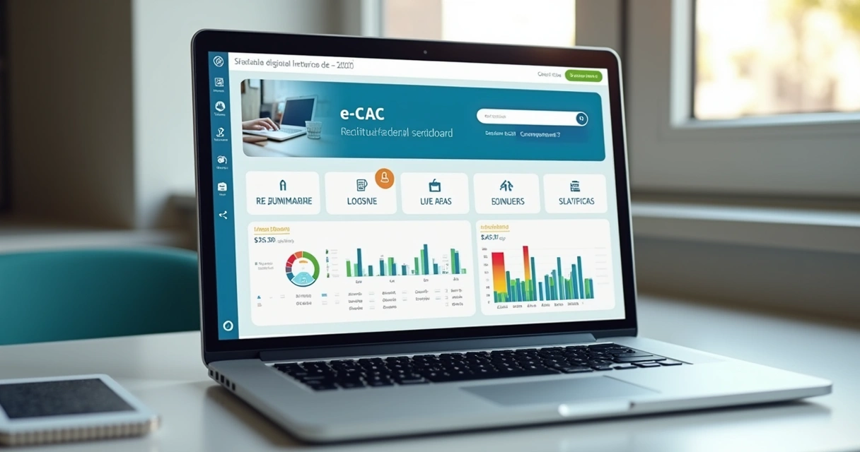 Interface do e-CAC da Receita Federal em tela de notebook 