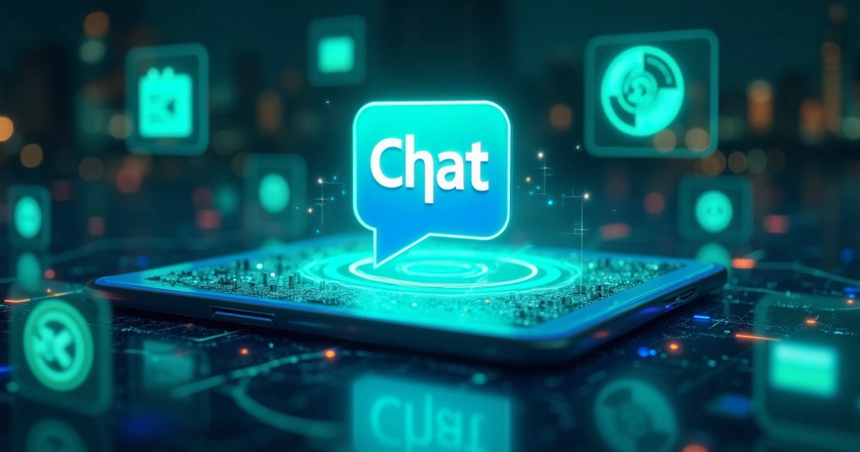 Ícone do ChatGPT em destaque numa tela digital luminosa 