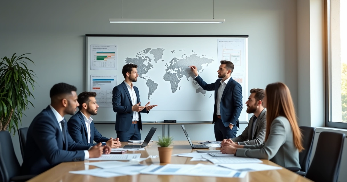 Equipe reunida discutindo perfil de cliente ideal 