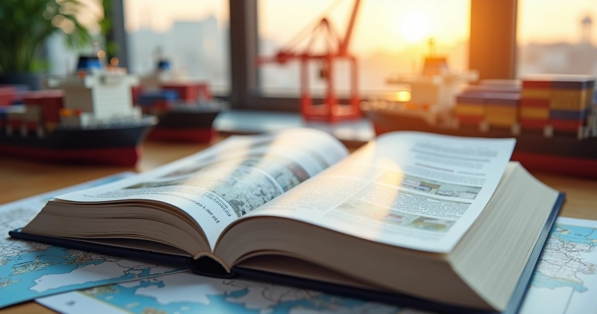 ICS environmental guidebook with cargo ships and port cranes