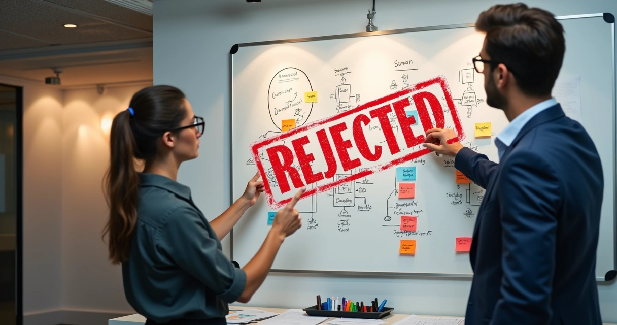 Ideia rejeitada no quadro branco 