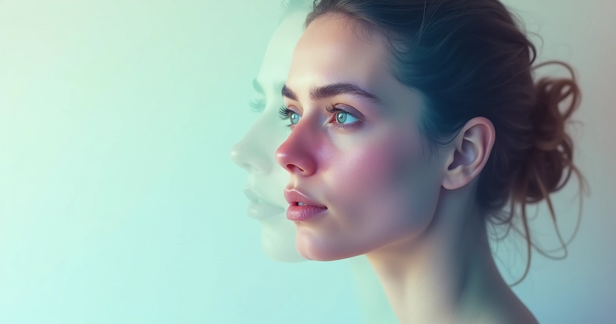 Rostos em camadas mostrando diferentes identidades de uma mesma pessoa 