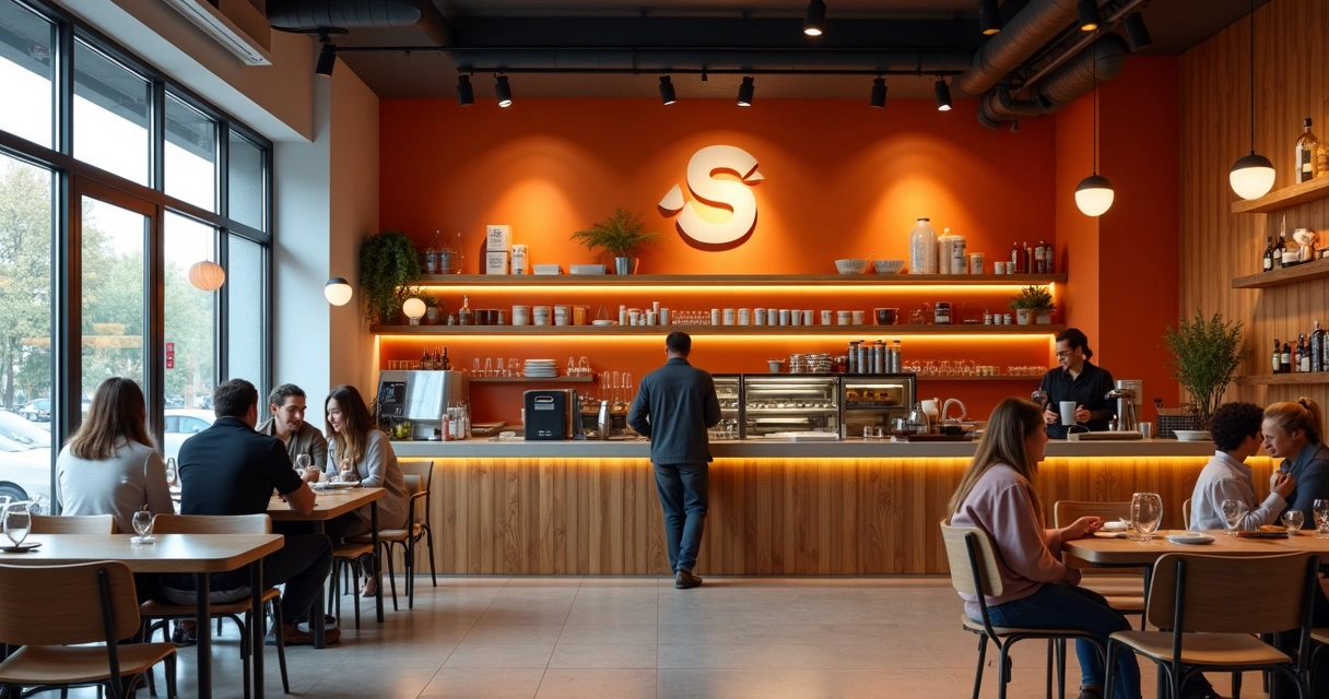 Identidade visual em loja de cafeteria 