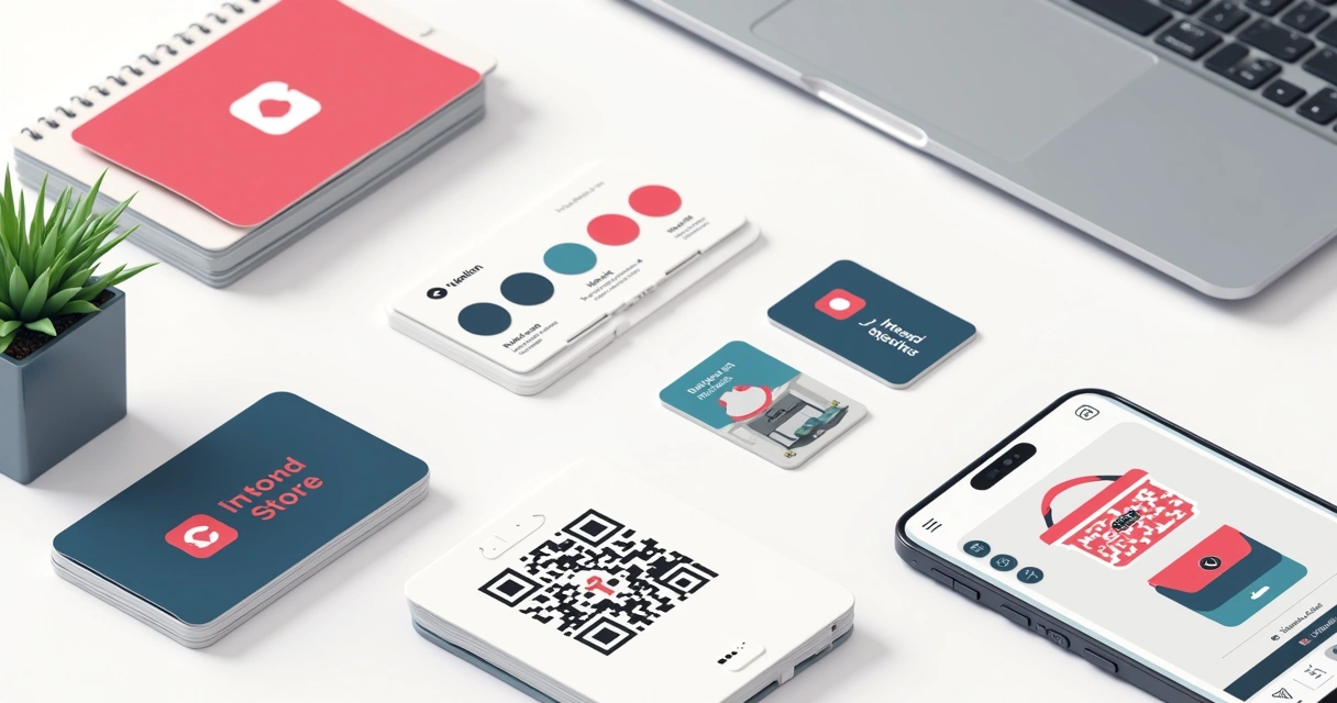 Logotipo, paleta de cores e cartões de visita de loja de roupas 